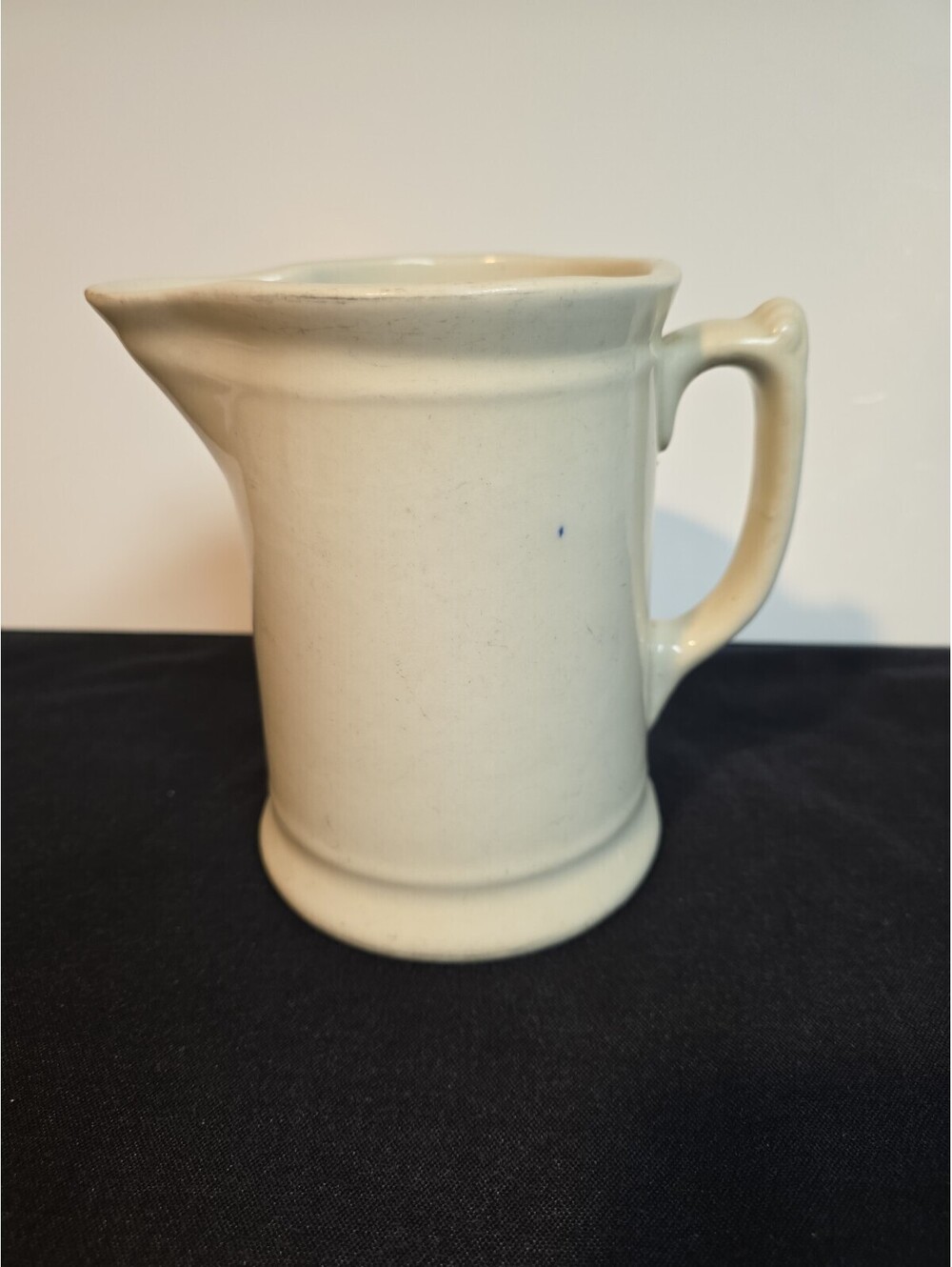 Vintage White Ironstone Milk Pitcher Tankard Heavy Restaurant Ware Farmhouse